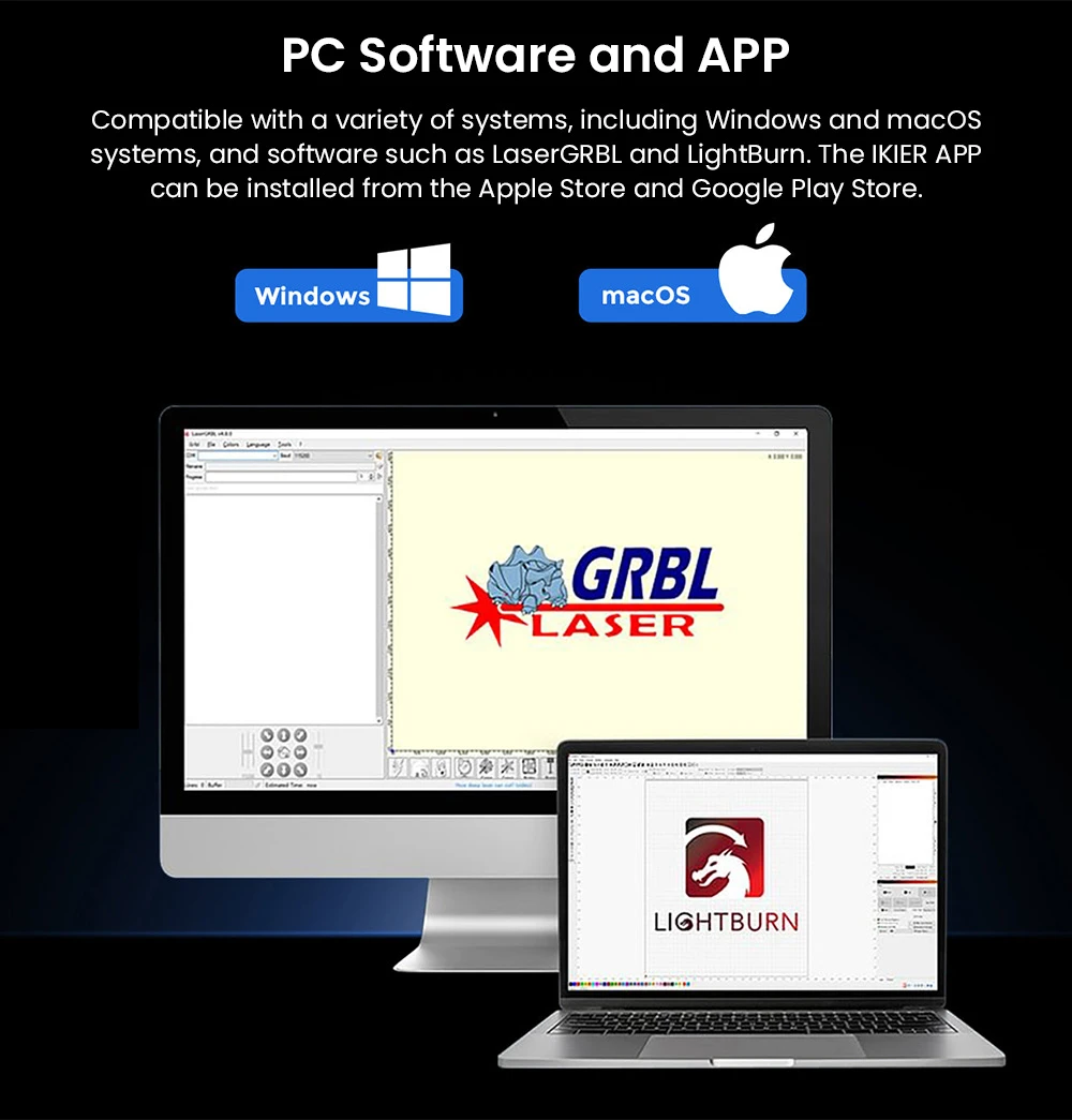 Graveur laser IKIER K1 Pro Max 48 W, zone de travail 410 mm × 410 mm, précision 0,01 mm, vitesse de 900 mm/s, laser à double engrenage, mise au point automatique intelligente et découpe par enfonçage automatique