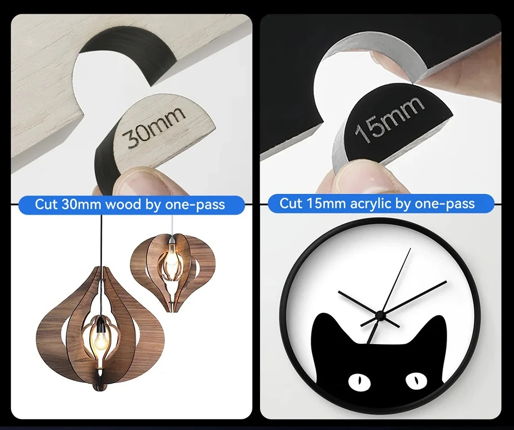 Graveur laser IKIER K1 Ultra 36 W, zone de travail 410 mm × 410 mm, vitesse 800 mm/s, point laser 0,08 mm × 0,1 mm, précision 0,01 mm, mise au point automatique, enfonçage automatique et découpe en une seule passe