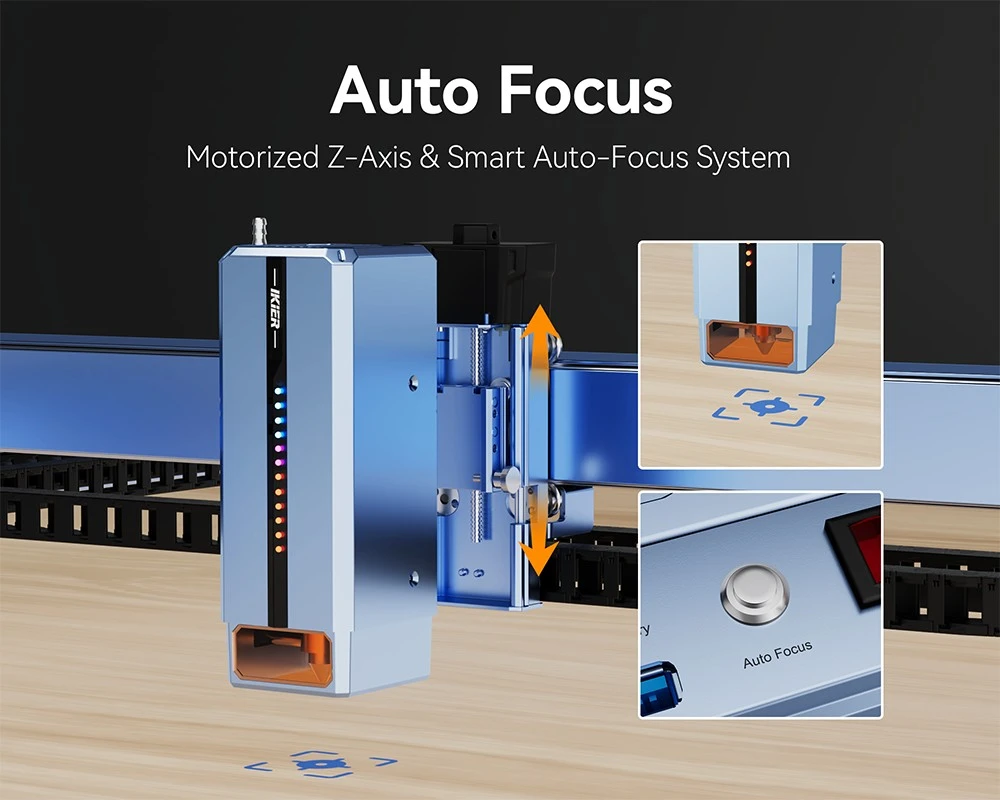 Graveur laser IKIER K40 MAX 40 W, grande surface de gravure 850 × 800 mm, vitesse élevée de 600 mm/s, précision de 0,01 mm, laser à double engrenage, point ultra-fin 0,08 × 0,1 mm, mise au point automatique et découpe par enfonçage automatique