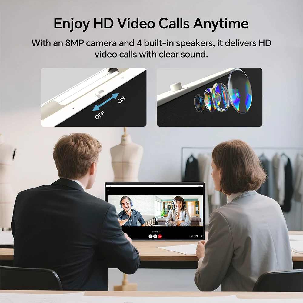 Moniteur portable tactile KTC A25Q5 de 24,5 pouces, écran IPS 60 Hz 1920 x 1080, Google EDLA, Android 14, 8 Go + 128 Go, caméra 8 MP, haut-parleurs 2 x 8 W + 2 x 4 W, jusqu'à 8 heures d'autonomie, faible lumière bleue, partage d'écran, angle de rotation de 0 à 45° et angle de pivotement de 90°.