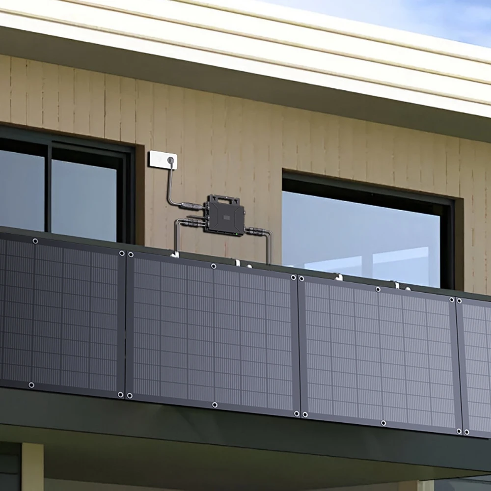 LIONSHEE LS-PV800Mi 800W Flexible Solar Kit, 4×200W Panels + 1 Microinverter, 23.5% Efficiency, IP67 Waterproof, 5m AC Cable, Plug-and-Play for Balcony & RV