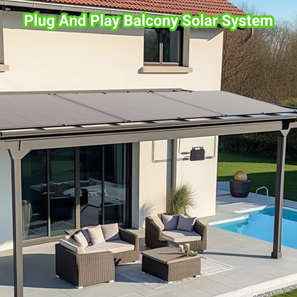 LIONSHEE LS-PV800Mi 800W Flexible Solar Kit, 4×200W Panels + 1 Microinverter, 23.5% Efficiency, IP67 Waterproof, 5m AC Cable, Plug-and-Play for Balcony & RV