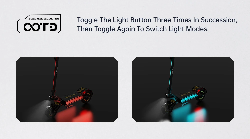 Trotinetă electrică OOTD T10 Pro, 2 motoare de 1300 W, baterie de 52 V și 23,4 Ah, anvelope de 11 inch, viteză maximă de 65 km/h, autonomie de 70 km, frâne hidraulice cu disc, suspensie cu arc