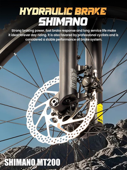 Vélo électrique RANDRIDE MX500, moteur central de 500 W, batterie 48 V 15 Ah, pneus de 27,5 pouces, vitesse maximale de 45 km/h, autonomie maximale de 150 km, freins hydrauliques, fourche avant à air, transmission Shimano à 9 vitesses