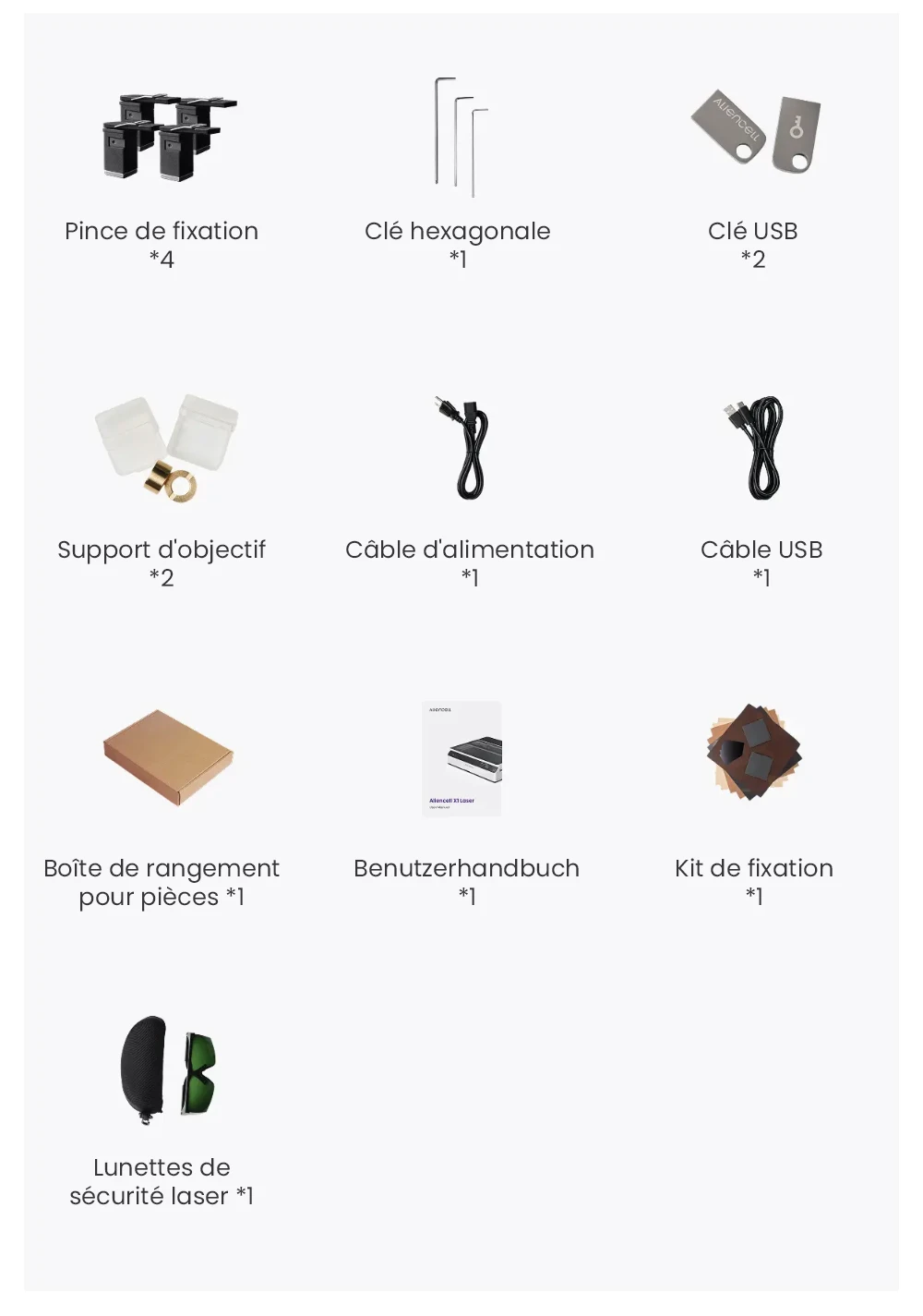 Aliencell X1 40W Graveur laser à diode de bureau + Air Assist Pro, Vitesse 600 mm/s, Spot 0,08×0,1 mm, Zone de travail 610×477 mm, Caméra autofocus double 8MP, Écran tactile autonome, Prise en charge de 300+ matériaux et formats de fichiers