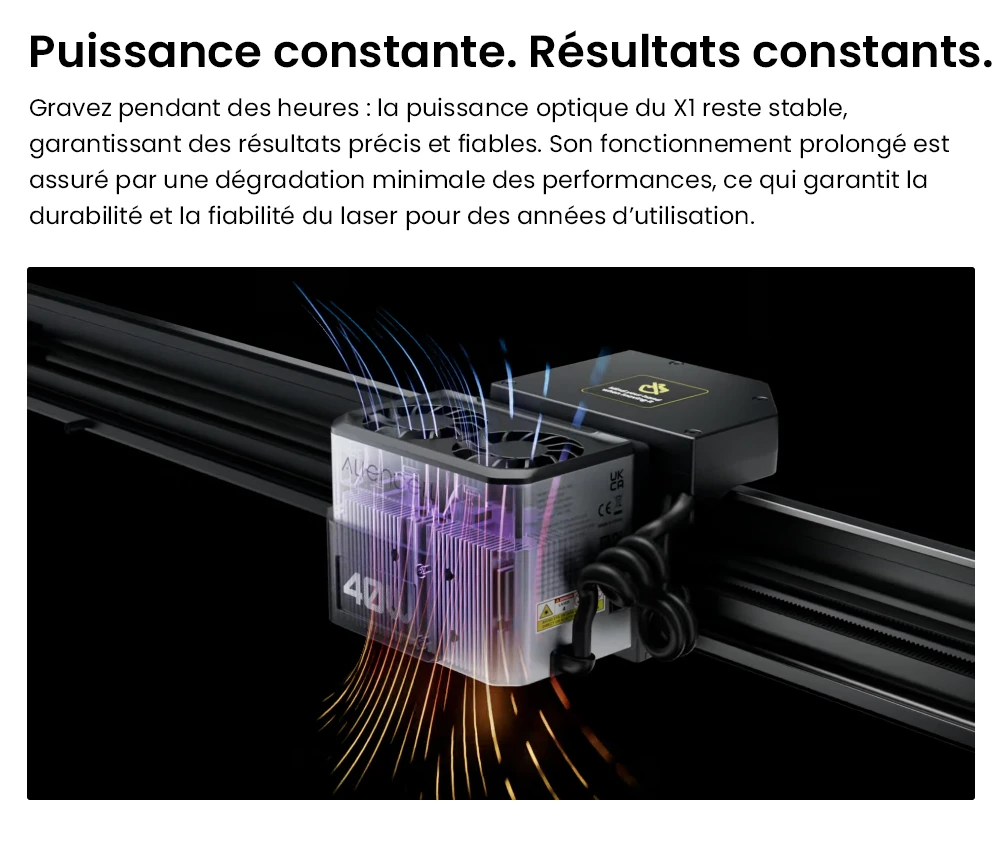 Aliencell X1 40W Graveur laser à diode de bureau + Air Assist Pro, Vitesse 600 mm/s, Spot 0,08×0,1 mm, Zone de travail 610×477 mm, Caméra autofocus double 8MP, Écran tactile autonome, Prise en charge de 300+ matériaux et formats de fichiers