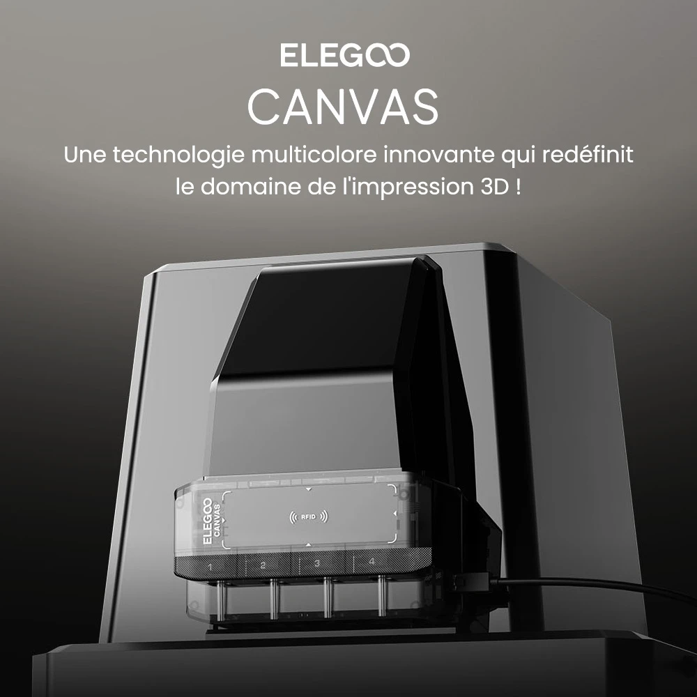 Elegoo Centauri Carbon 2 Combo Imprimante 3D, Impression 4 Couleurs CoreXY 500mm/s Haute Vitesse, 350 ℃ Buse, Compatible Fibre de Carbone/PLA/ABS, Bande LED, 256*256*256mm