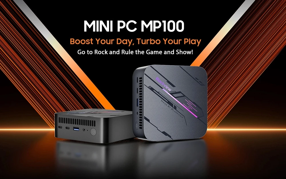 Blackview MP100 Mini PC, AMD Ryzen 7 7430U 6 Cores Max 4.3GHz, 16GB RAM 512GB SSD, DP+HDMI+Type-C Triple Display, WiFi 6 Bluetooth 5.2, 2*Fully-featured Type-C, 2*USB 3.2, 1*USB 2.0, 1*RJ45, 1*Audio Jack