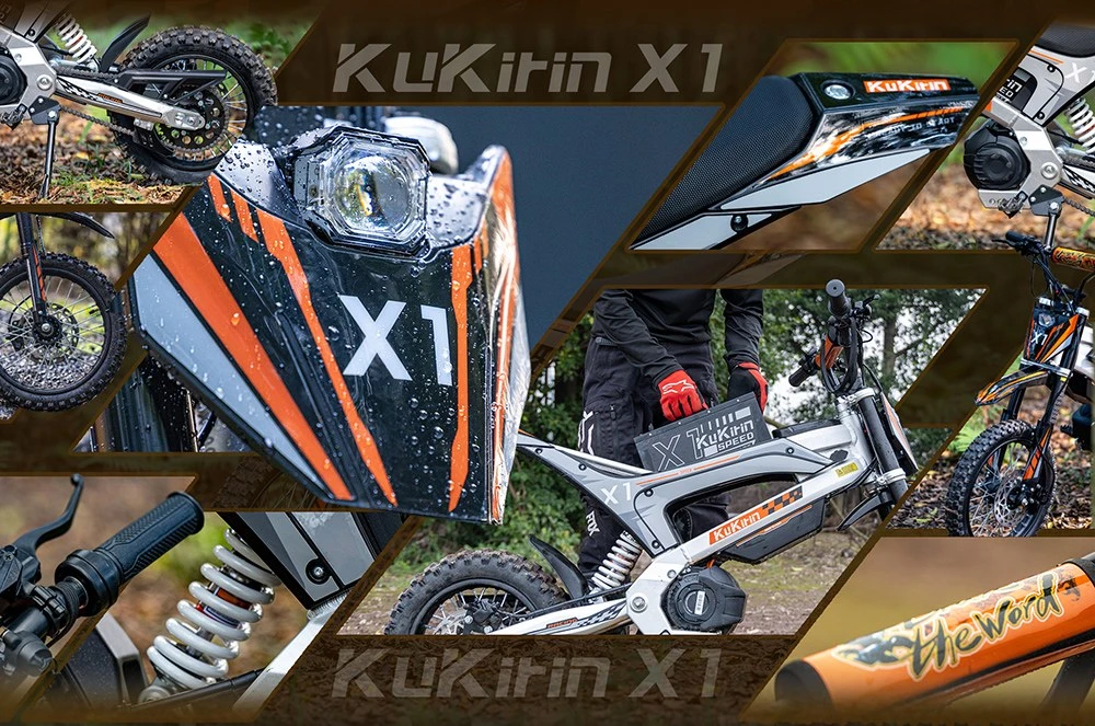 Motocicletă electrică Kukirin X1, motor de 1000W, baterie de 48V 20.8Ah, anvelope față de 14 inch și spate de 12 inch, viteză maximă de 50km/h, autonomie de 40km, frâne hidraulice față și spate, amortizare hidraulică a șocurilor