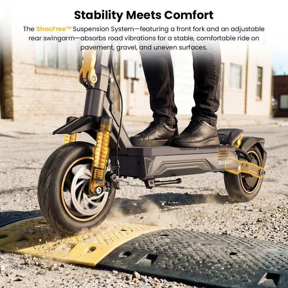 Ausom Laluz 2 Pro Electric Scooter, Κινητήρας 1000W, Μπαταρία 48V 18Ah, Ελαστικά 10 ιντσών, Μέγιστη ταχύτητα 25km/h, Εμβέλεια 90km, Δισκόφρενο εμπρός και πίσω, Διπλή μπροστινή ανάρτηση, Ξεκλείδωμα NFC