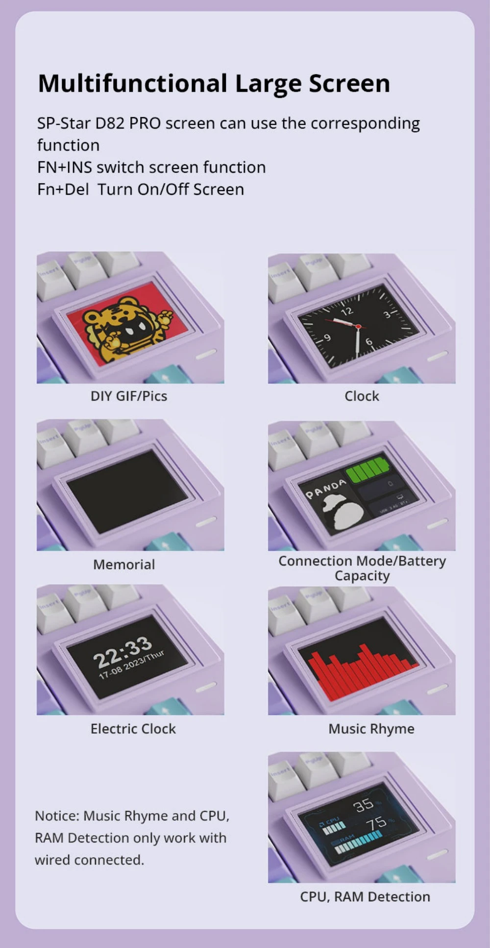 SP-STAR D82 PRO vezeték nélküli mechanikus billentyűzet tri-módú csatlakozással