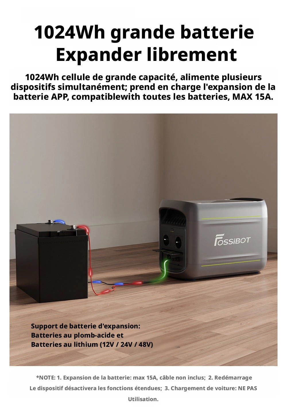 FOSSiBOT F1800 Station d'Alimentation Portable, 1024Wh LiFePO4, Sortie AC 1800W, Charge Ultra-Rapide 1200W AC & 500W Solaire, Multi-Port USB/Type-C/Voiture, Contrôle via Application, Silencieuse <10ms UPS