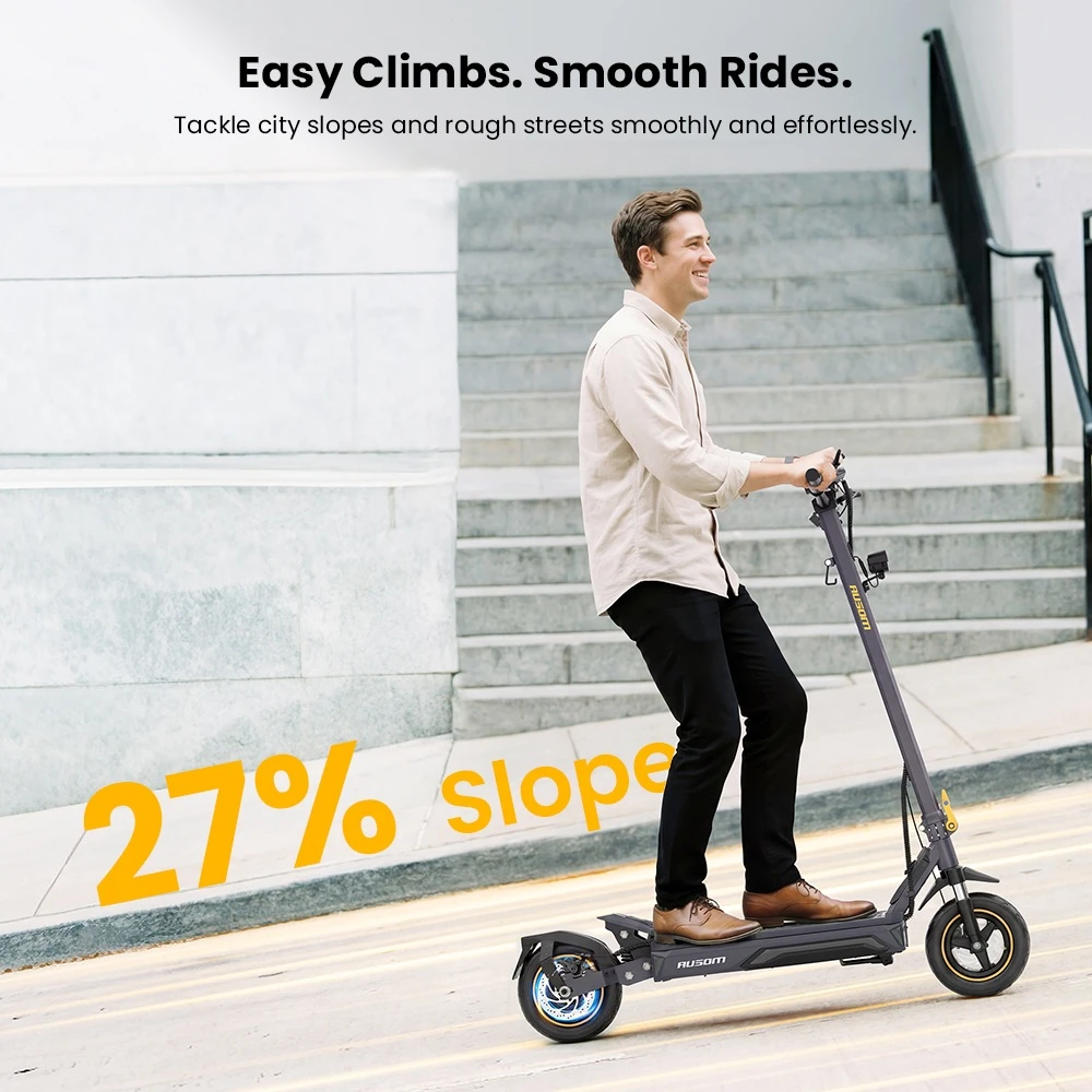 Ausom Laluz 2 Pro Electric Scooter, Κινητήρας 1000W, Μπαταρία 48V 18Ah, Ελαστικά 10 ιντσών, Μέγιστη ταχύτητα 25km/h, Εμβέλεια 90km, Δισκόφρενο εμπρός και πίσω, Διπλή μπροστινή ανάρτηση, Ξεκλείδωμα NFC