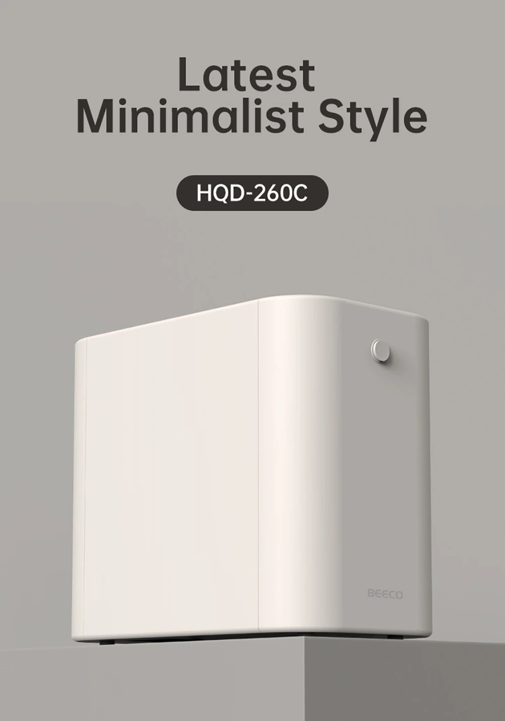 BEECO HQD-260C elektromos konyhai komposztáló fehér színben, elölről nézve