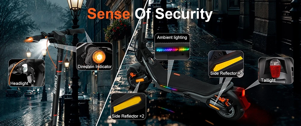 CUNFON RS500 Electric Scooter, 500W Motor, 36V 13Ah Battery, 56km Range, 40km/h Max Speed, 9.5-Inch Tires, 15° Climbing Angle, Front & Rear Disc Brakes, 100kg Load