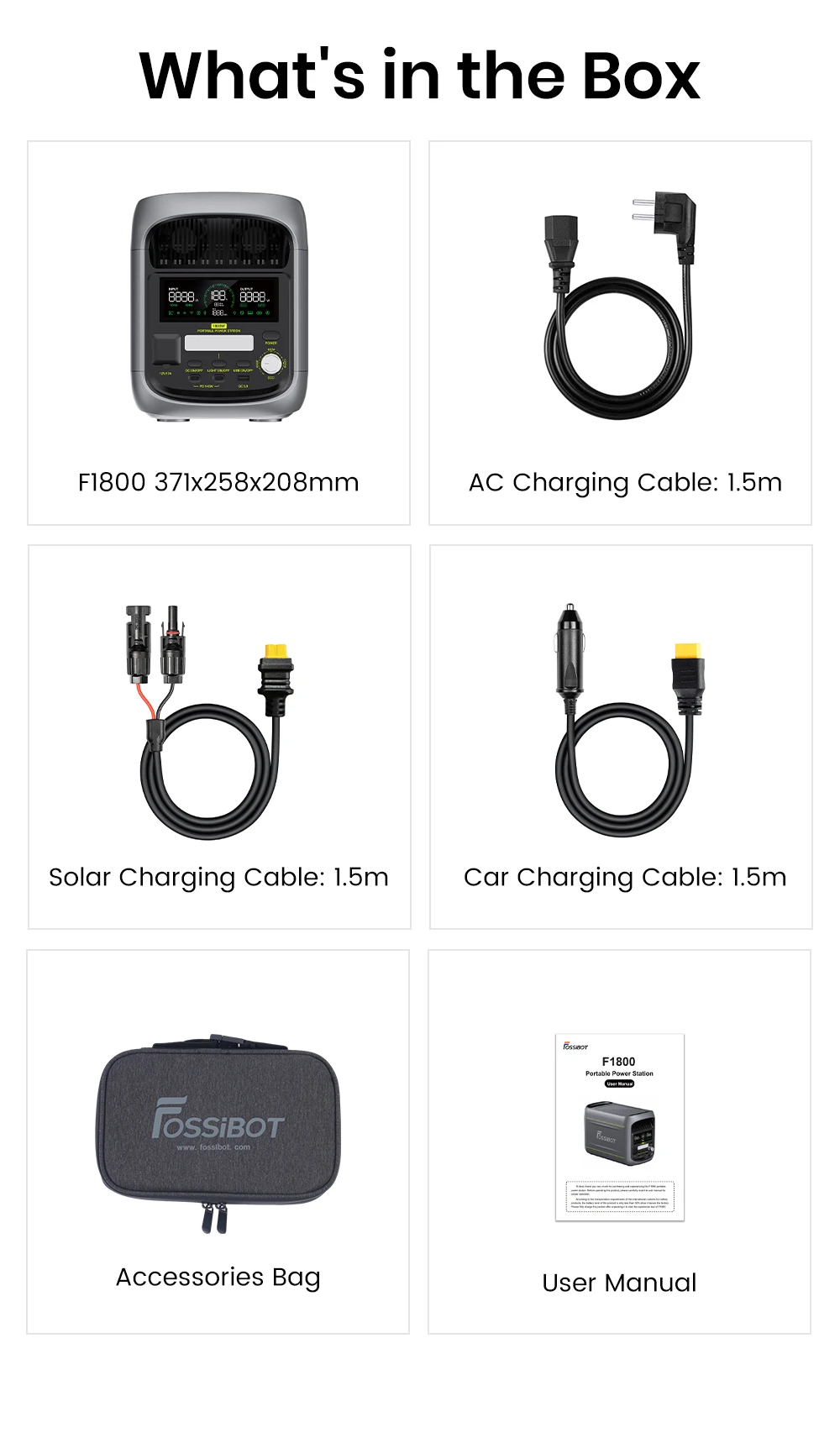 FOSSiBOT F1800 Portable Power Station, 1024Wh LiFePO4, 1800W AC Output, Ultra-Fast 1200W AC & 500W Solar Charging, Multi-Port USB/Type-C/Car Output, App-Controlled, Quiet