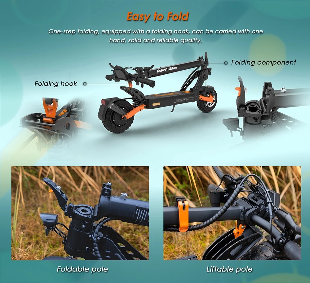 KuKirin G2 Pro ABE Electric Scooter, 500W Motor, 48V 15.6Ah Battery, 9-Inch Vacuum Tires, 20km/h Max Speed, 65km Range, Dual Disc Brakes, 19° Climbing Angle, IP54 Waterproof, 120kg Load