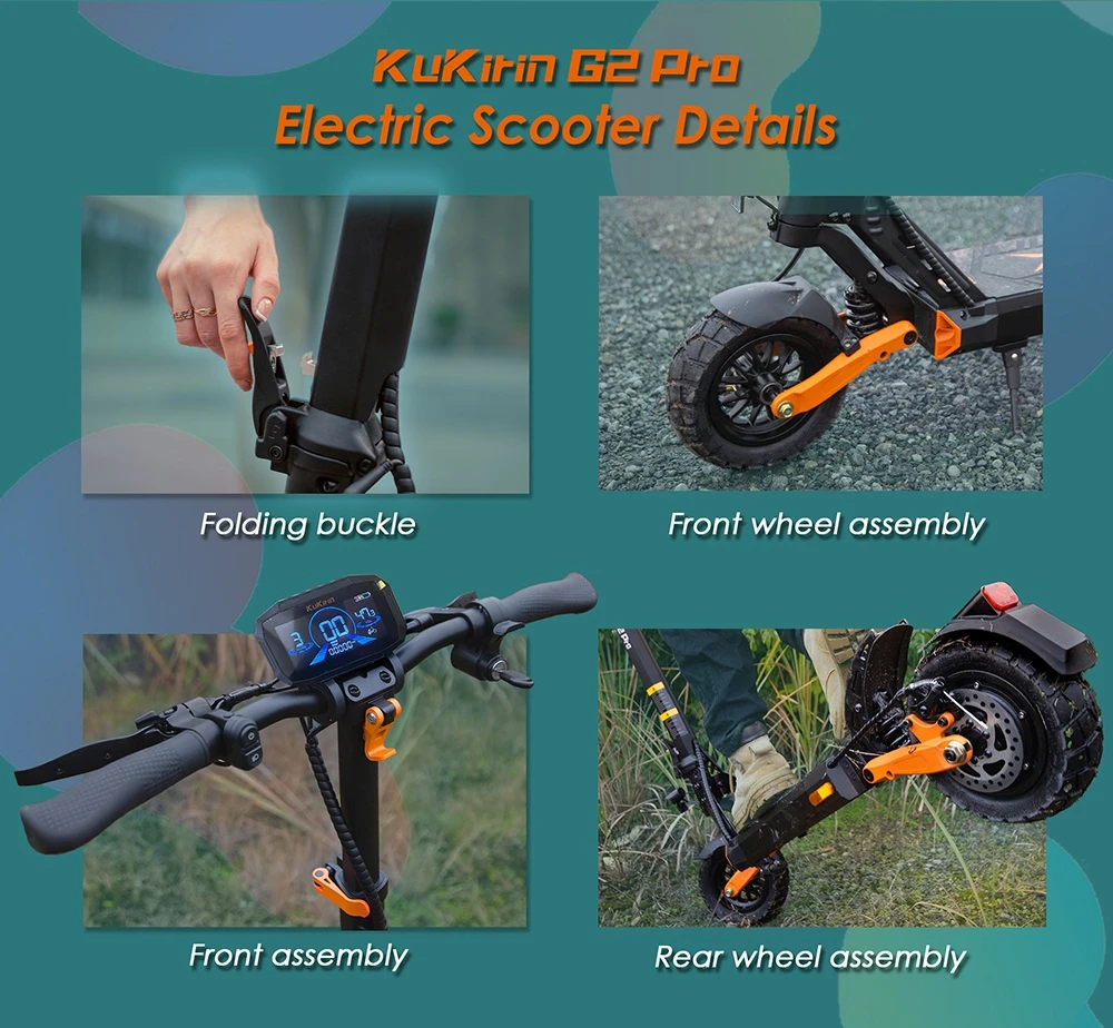KuKirin G2 Pro ABE Electric Scooter, 500W Motor, 48V 15.6Ah Battery, 9-Inch Vacuum Tires, 20km/h Max Speed, 65km Range, Dual Disc Brakes, 19° Climbing Angle, IP54 Waterproof, 120kg Load