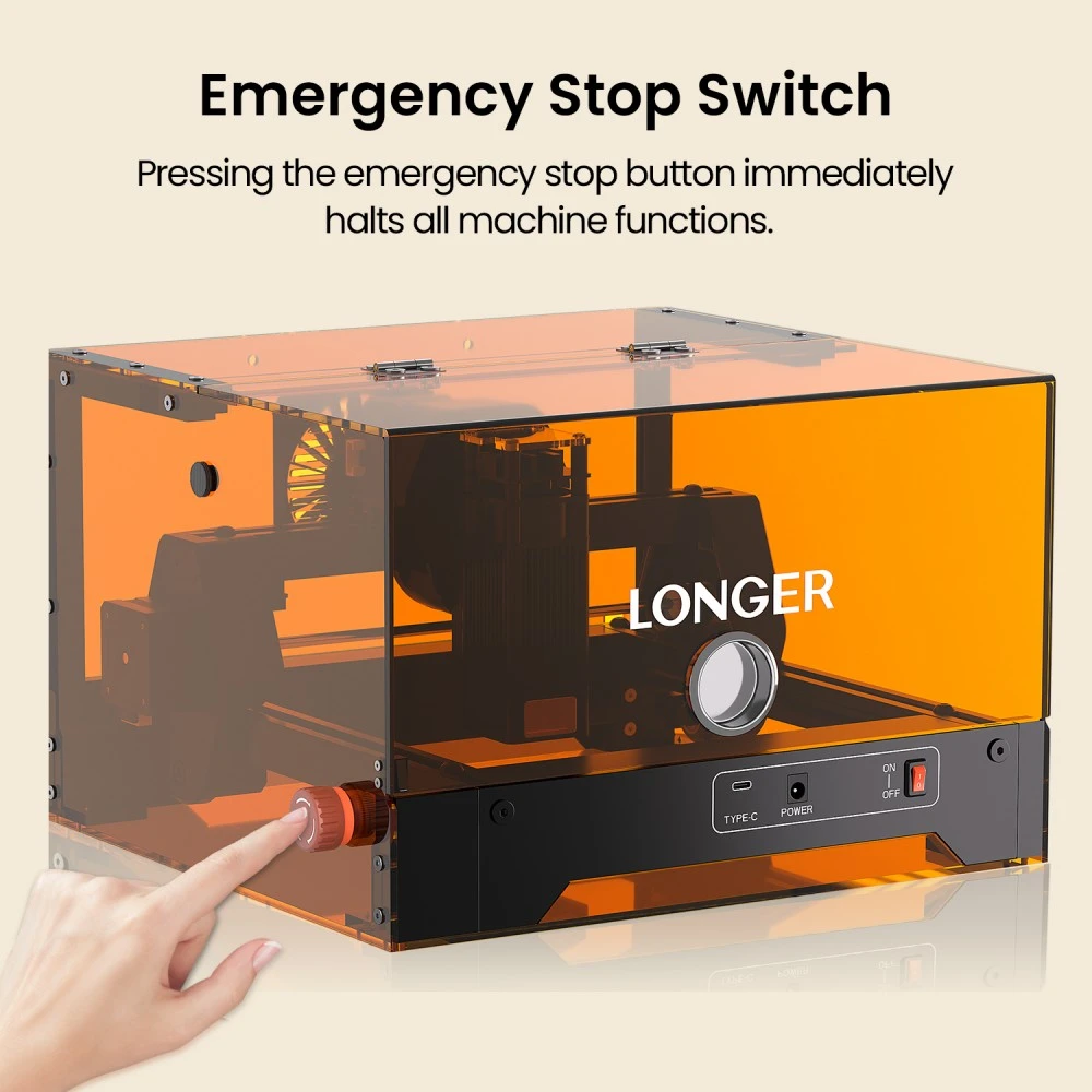 LONGER Ray5 MiniS 2.5W Graveur Laser Fermé, Précision de 0,04 mm, Vitesse de 12000 mm/min, Zone de Travail de 130×140 mm, Protection de Sécurité Classe 1, Contrôle WiFi/USB/Application, Compatible avec Bois/Acrylique/Cuir/Métal/Céramique