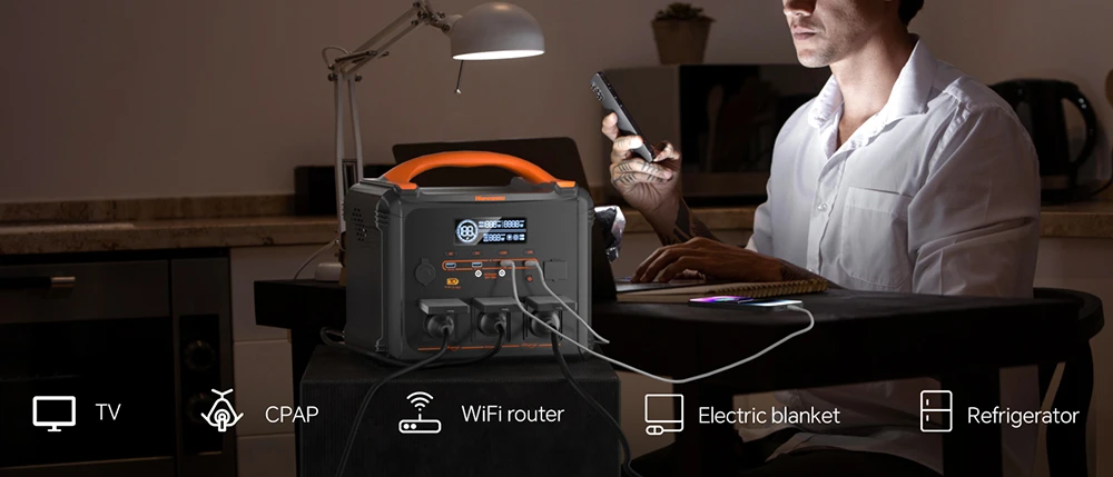 Station d'alimentation portable NEWSMY S1210 2000 W, puissance de crête de 3000 W, batterie LiMnFePO₄ de 1102,5 Wh, charge rapide CA de 1300 W, générateur solaire MPPT, 3 sorties CA, USB-C et CC pour l'alimentation de secours à domicile, le camping et les installations hors réseau.