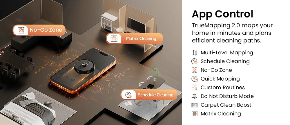 Proscenic Q20 Plus Robot Vacuum and Mop, 10000Pa Powerful Suction, Self-Emptying Base, LiDAR Navigation, 200-Min Runtime, 2-in-1 Dustbin & Water Tank, Smart Mapping for Carpet & Pet Hair