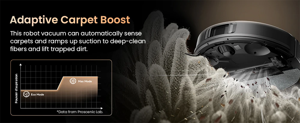 Proscenic Q20 Plus Robot Vacuum and Mop, 10000Pa Powerful Suction, Self-Emptying Base, LiDAR Navigation, 200-Min Runtime, 2-in-1 Dustbin & Water Tank, Smart Mapping for Carpet & Pet Hair