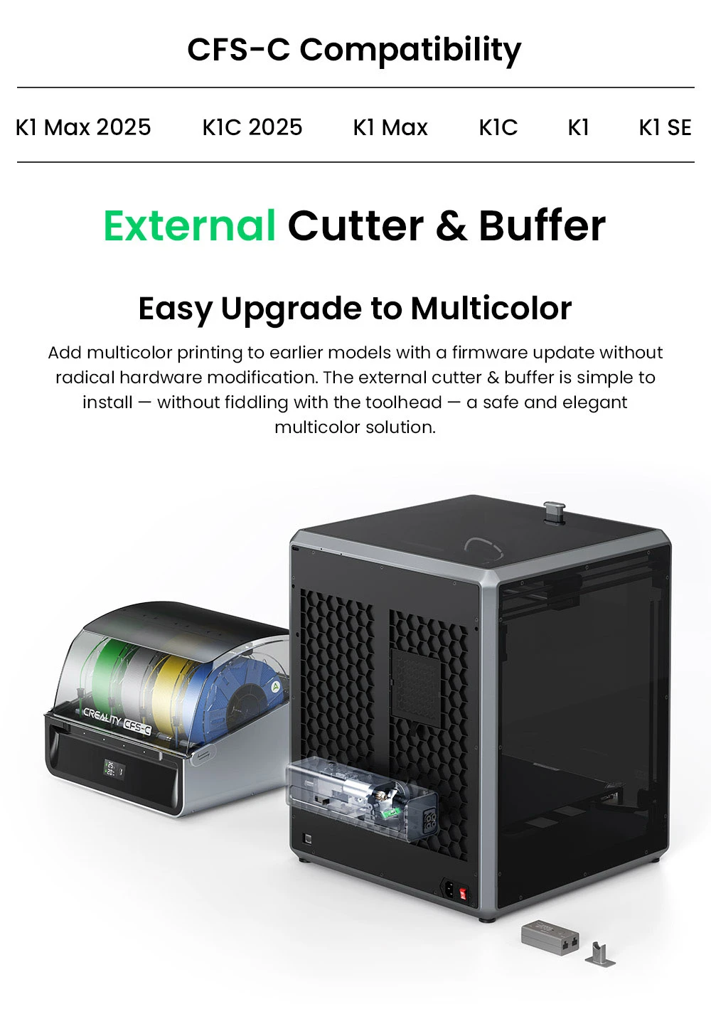 Creality CFS-C Filament System for K1 Max 2025 / K1C 2025 / K1 Max / K1C / K1 / K1 SE, Up to 16 Colors, Auto Cutting, Run-Out Detection & Real-Time Monitoring
