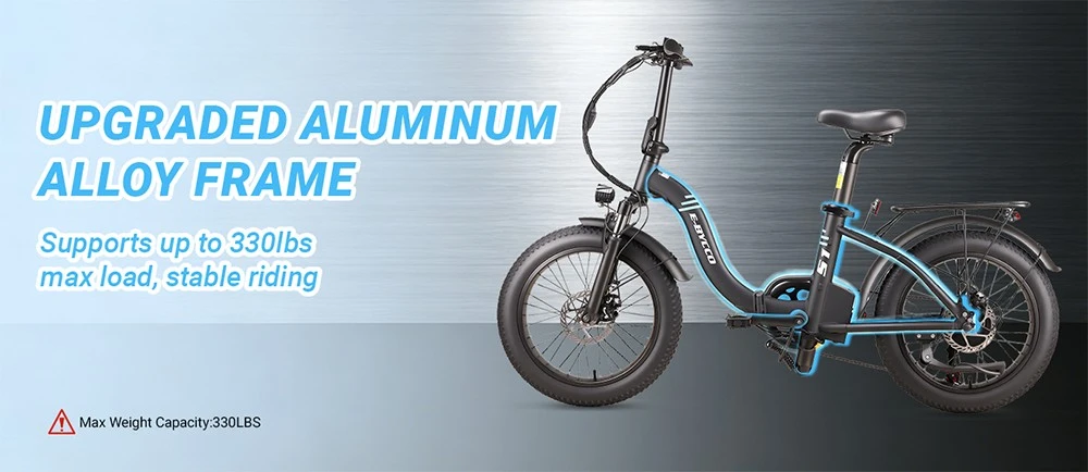 E·Bycco S1 Electric Bike, 250W Brushless (500W Peak) Motor, 36V 10.4Ah Removable Battery, 25km/h Top Speed, 30–50km Range, 20"×3.0" Fat Tires, Shimano 7-Speed, Dual Disc Brakes, Foldable Frame, 150kg Max Load