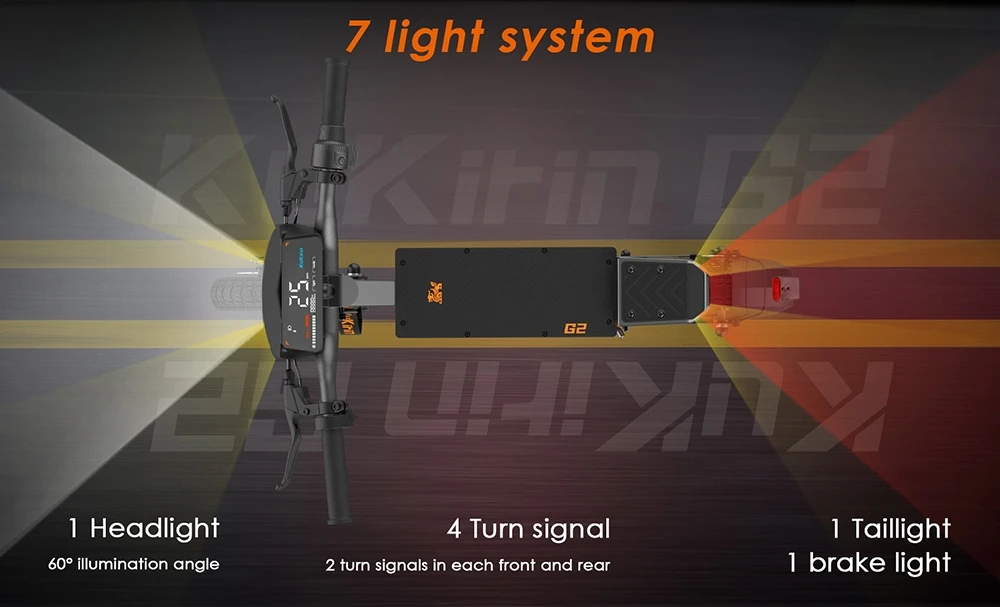 Trotinetă electrică KuKirin G2, motor de 500W, baterie de 48V 15.6Ah, viteză maximă de 25km/h, autonomie de 65km, anvelope tubeless de 10 inch, frâne cu disc dublu, unghi de urcare de 20°, rezistență la apă IPX4, sarcină maximă de 120kg