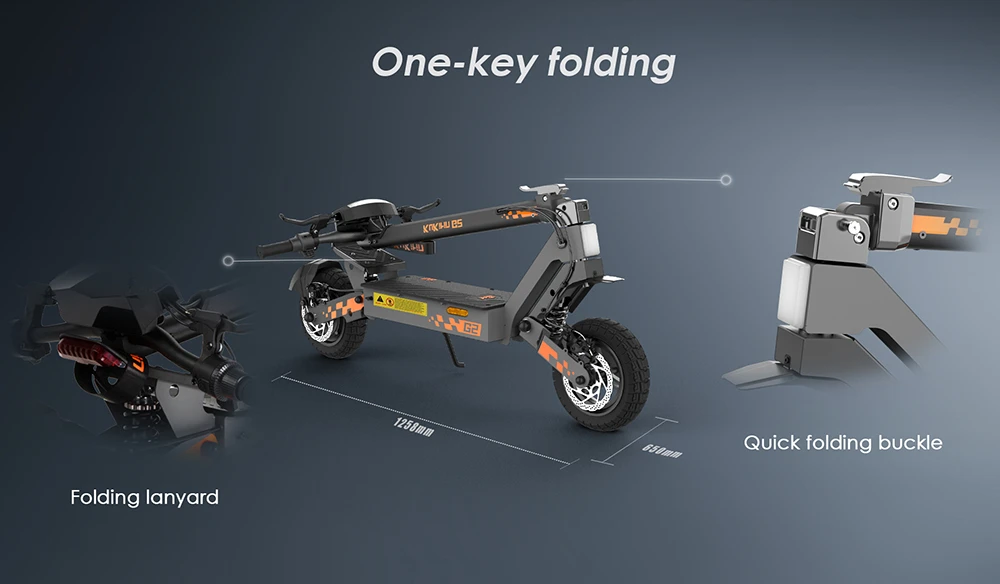 Trotinetă electrică KuKirin G2, motor de 500W, baterie de 48V 15.6Ah, viteză maximă de 25km/h, autonomie de 65km, anvelope tubeless de 10 inch, frâne cu disc dublu, unghi de urcare de 20°, rezistență la apă IPX4, sarcină maximă de 120kg