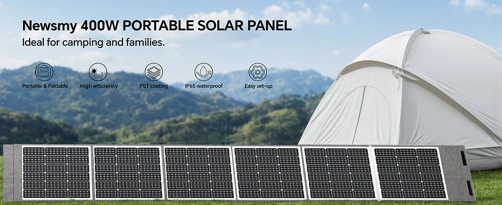 NEWSMY 400W hordozható napelem – Összecsukva, fogantyúval