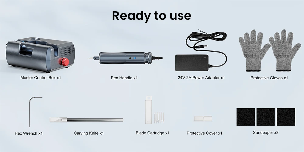 TwoTrees U1 Handheld Ultrasonic Cutter, 40kHz 40W Handheld Precision Cutting Tool, 24V Powered, 1.5m Cable, Auto 5-Min Safety Protection, Replaceable Blade, for 3D Printing, Plastic, Acrylic, Leather & Wood - EU Plug