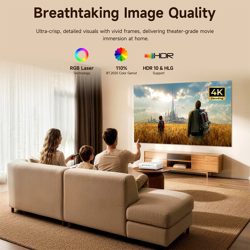 ETOE Dolphin 2 Projector, RGB Laser 1080P FHD, Google TV, 800 ANSI Lumens, 110% BT.2020 Color Gamut, Auto Keystone & Focus, 2H Battery Life, Dolby Audio, WiFi Bluetooth, HDMI 2.1 USB-C, 40–120 Inch Projection