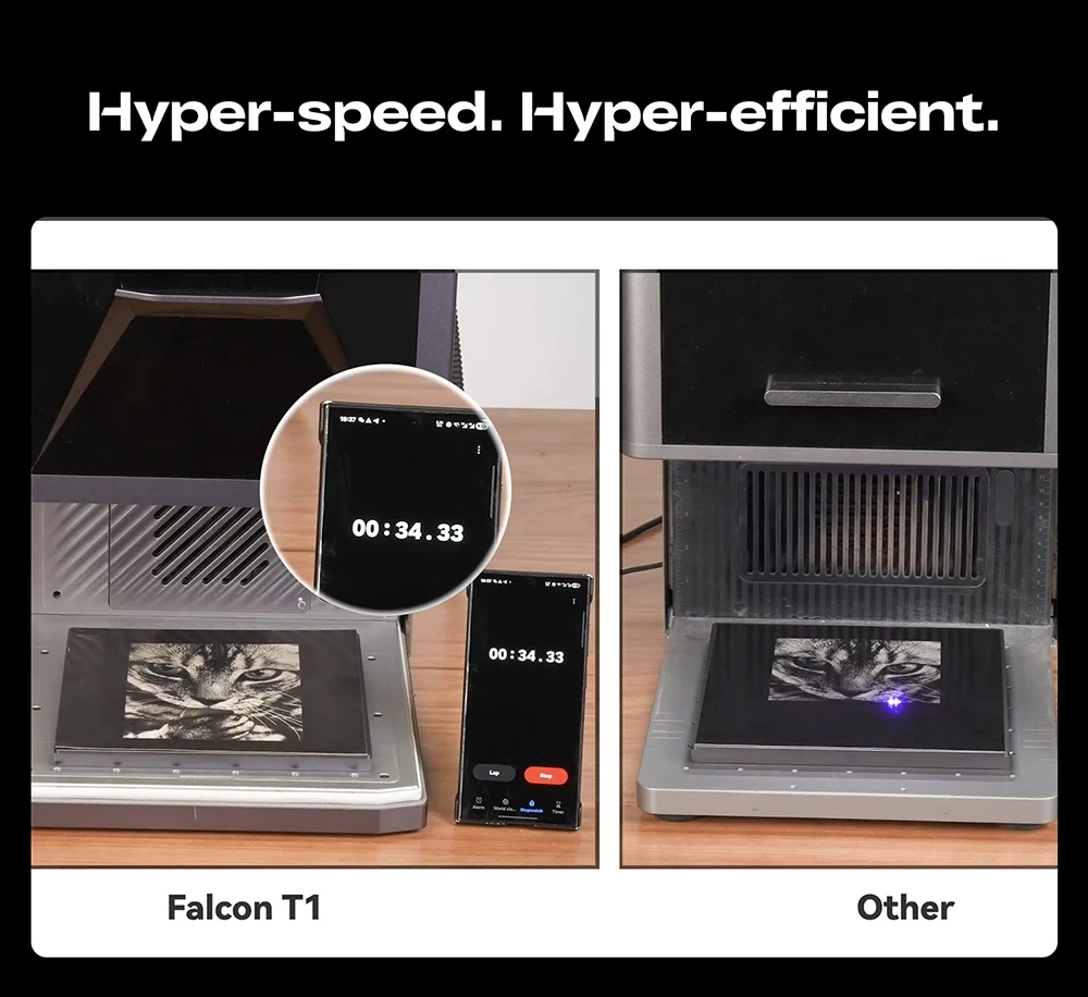 Creality Falcon T1 20W Diode Laser Engraver, 0.001mm Ultra-High Precision, 175×175mm Working Area, 10000mm/s Engraving Speed, Class 1 Safety, Smart Camera, Wi-Fi & USB, Multi-Material Support