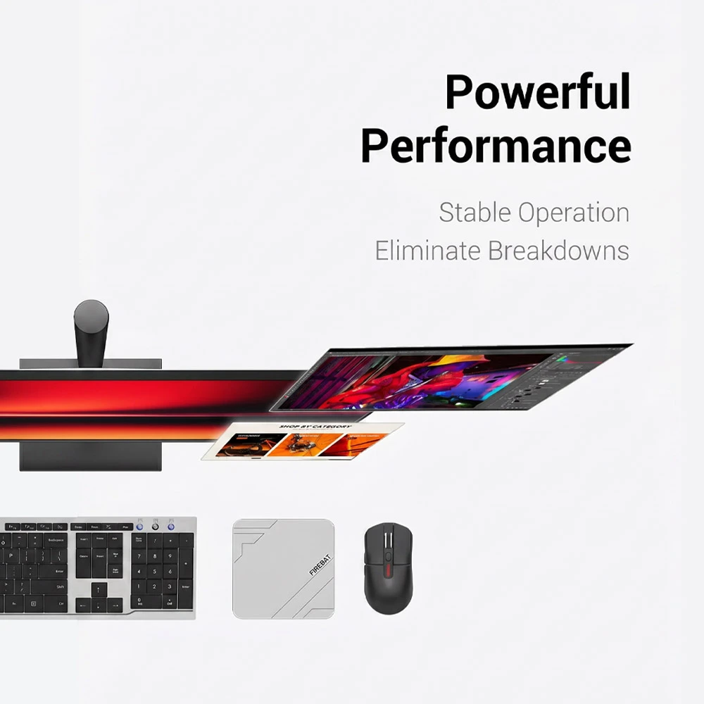 FIREBAT F1 Mini PC, AMD Ryzen 7 H255, 8 Cores 16 Threads Up to 4.9GHz, AMD Radeon 780M Graphics, 16GB LPDDR5 RAM, 512GB SSD, USB4 40Gbps, DP+HDMI+Type-C 4K Triple Display, WiFi 6 Bluetooth 5.2, 2.5G RJ45 LAN, Dual M.2 SSD Expansion