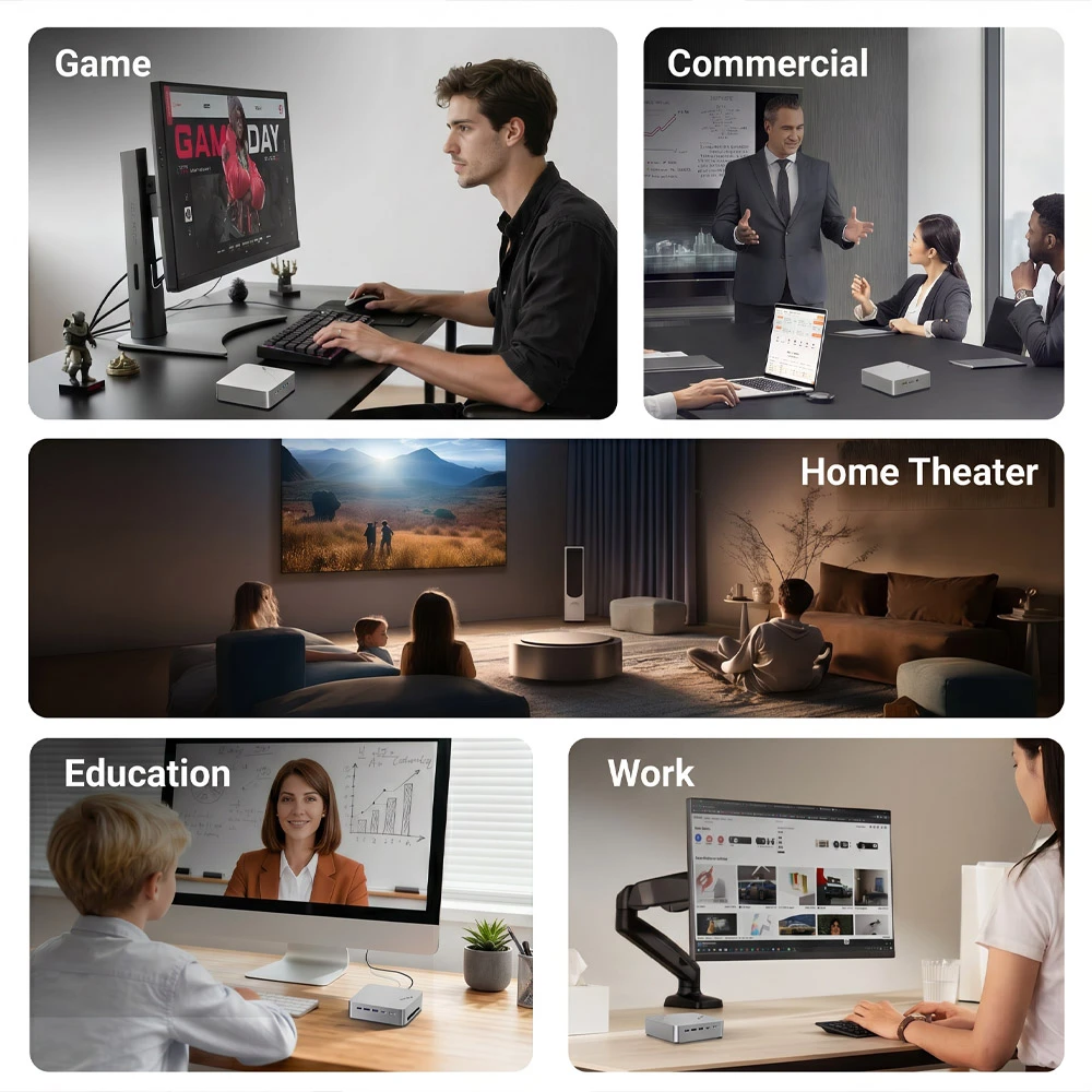 FIREBAT F1 Mini PC, AMD Ryzen 7 H255, 8 Cores 16 Threads Up to 4.9GHz, AMD Radeon 780M Graphics, 16GB LPDDR5 RAM, 512GB SSD, USB4 40Gbps, DP+HDMI+Type-C 4K Triple Display, WiFi 6 Bluetooth 5.2, 2.5G RJ45 LAN, Dual M.2 SSD Expansion