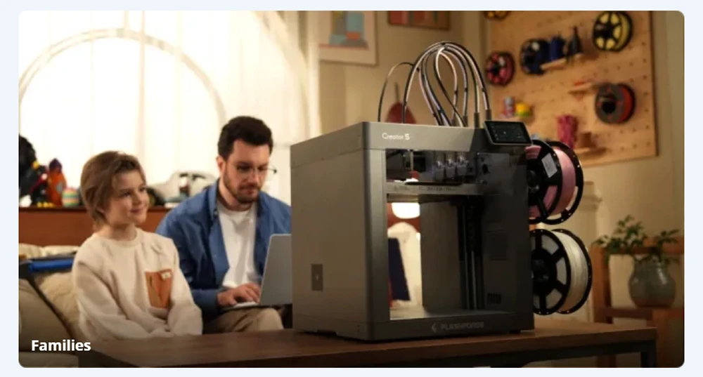 Flashforge Creator 5 3D Printer, 4 Independent Toolheads, 256×256×256mm Build Volume, 600mm/s Travel Speed, Auto Leveling, 320°C Nozzle, Multi-Color Multi-Material Printing, WiFi Remote Monitoring, PEI Flexible Plate