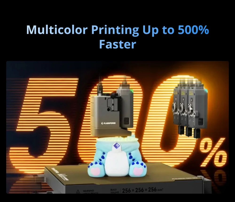 Flashforge Creator 5 3D Printer, 4 Independent Toolheads, 256×256×256mm Build Volume, 600mm/s Travel Speed, Auto Leveling, 320°C Nozzle, Multi-Color Multi-Material Printing, WiFi Remote Monitoring, PEI Flexible Plate