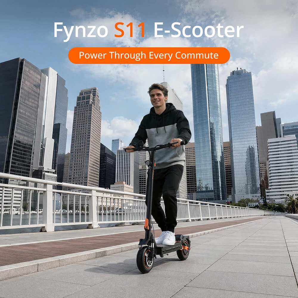 Fynzo S11 Összecsukható Elektromos Roller – Elölről nézve, összecsukva