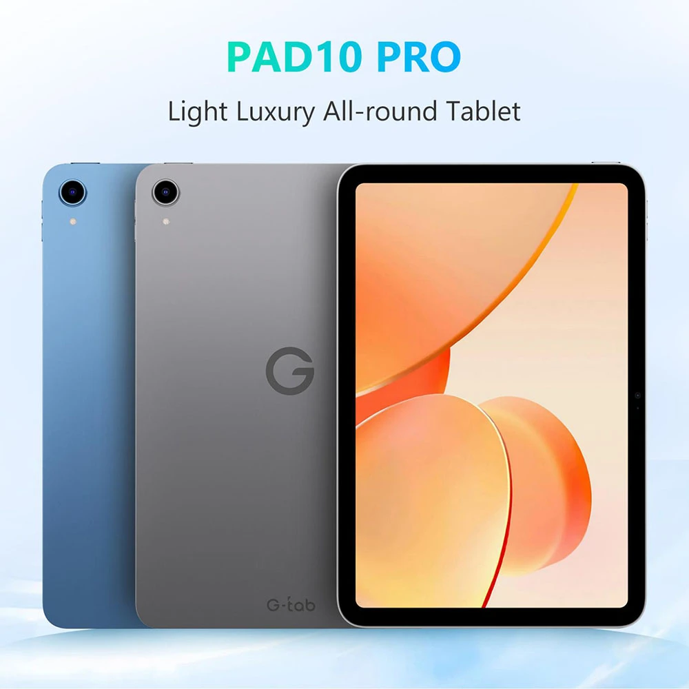 G-tab PAD10 PRO NEO Tablet, 10.1 inch 1280×800 Incell Display, Allwinner T30-A537 Octa-Core 2.0GHz, 6GB RAM 128GB ROM, Android 15, 2.4GHz / 5GHz Dual Band WiFi, Bluetooth 5.0, 5MP Front Camera 13MP Rear Camera, 6580mAh Battery, Type-C OTG