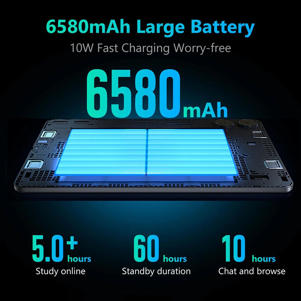 G-tab PAD10 PRO NEO Tablet, 10.1 inch 1280×800 Incell Display, Allwinner T30-A537 Octa-Core 2.0GHz, 6GB RAM 128GB ROM, Android 15, 2.4GHz / 5GHz Dual Band WiFi, Bluetooth 5.0, 5MP Front Camera 13MP Rear Camera, 6580mAh Battery, Type-C OTG