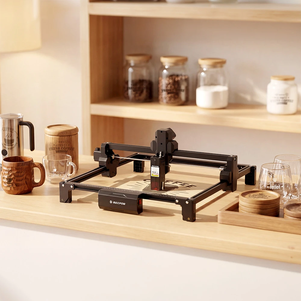 Mecpow X3S 12W Laser Engraver, 10000mm/min High Speed, 0.01mm Precision, 360×360mm Working Area, Expandable to 360×730mm, WiFi & USB-C Connectivity, LightBurn Compatible, Tilt Protection System