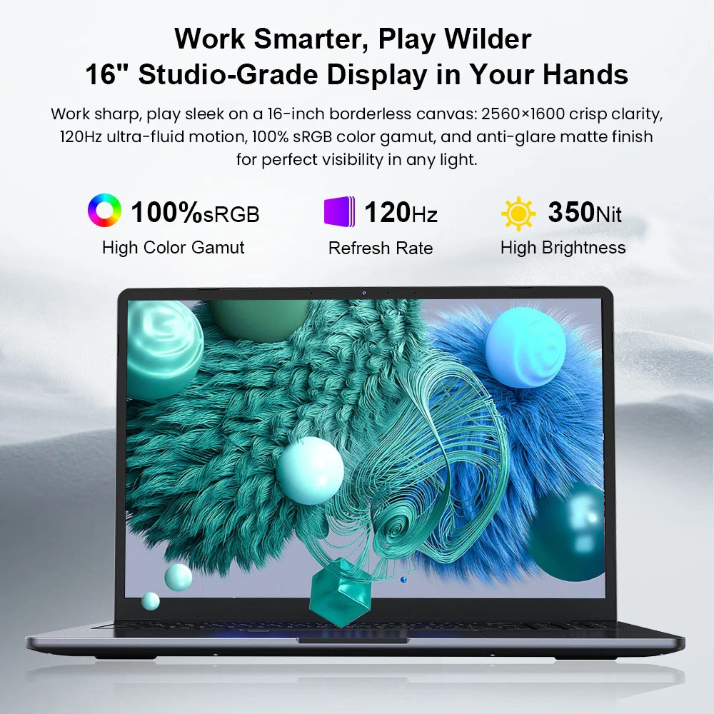 Ninkear A15 Pro Laptop, 16 Inch 2.5K 120Hz IPS Display, AMD Ryzen 5 5500U, 16GB DDR4 RAM, 1TB SSD, AMD Radeon Graphics, WiFi 6 Bluetooth 5.2, Fingerprint Unlock, 2*Type-C (Full-featured), 2*USB 3.0, 1*HDMI, 1*Micro SD Slot, 1*3.5mm Audio Jack