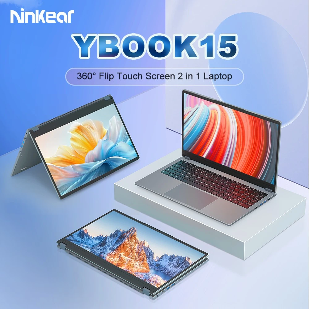 Ninkear YBOOK 15 Laptop, 15.6 inch 1920×1080 FHD IPS Touchscreen, AMD Ryzen 3 3250U, 8GB DDR4 RAM 512GB SSD, 360° Convertible, WiFi 5 Bluetooth 5.0, 5000mAh Battery, 1*Type-C, 1*USB3.0, 2*USB2.0, 1*HDMI, 1*RJ45, 1*Audio Jack