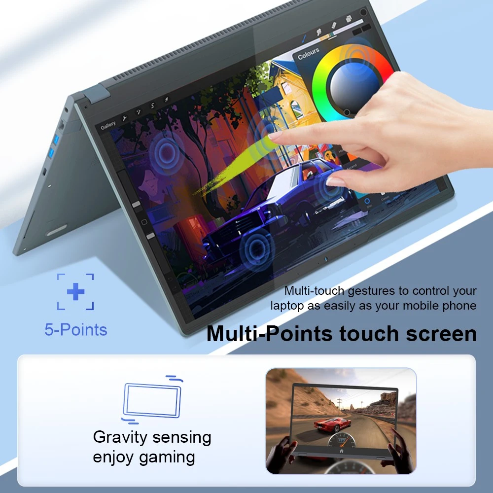 Ninkear YBOOK 15 Laptop, 15.6 inch 1920×1080 FHD IPS Touchscreen, AMD Ryzen 3 3250U, 8GB DDR4 RAM 512GB SSD, 360° Convertible, WiFi 5 Bluetooth 5.0, 5000mAh Battery, 1*Type-C, 1*USB3.0, 2*USB2.0, 1*HDMI, 1*RJ45, 1*Audio Jack