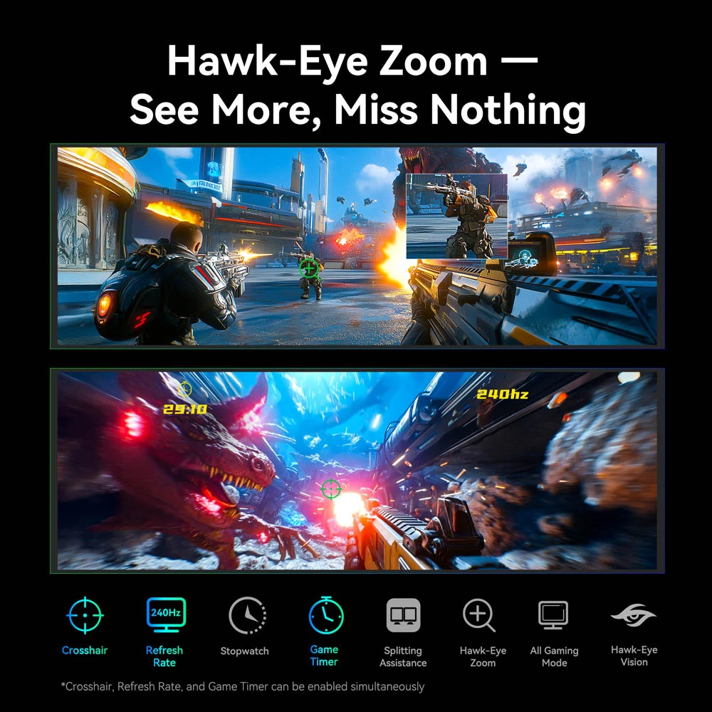 TITAN ARMY C49C1S Gaming Monitor, 49 Inch 1800R Curved Fast VA Screen, 5120×1440 Dual QHD, 240Hz Refresh Rate, 1ms MPRT, HDR400, KVM, PIP/PBP, Game+, FreeSync & G-Sync Compatible, 1*HDMI 2.1, 2*DP 1.4, 1*Type-C, 1*Audio, 75×75mm VESA