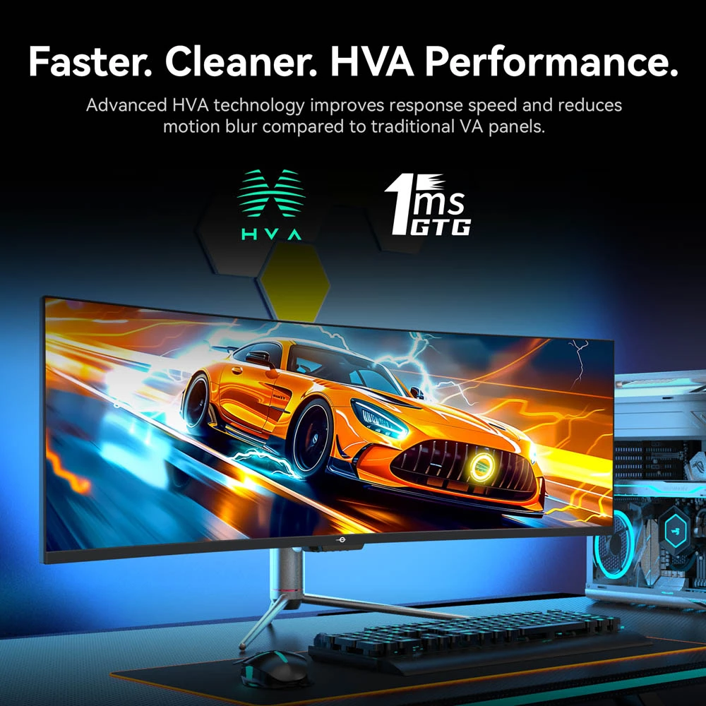 TITAN ARMY C49C1S Gaming Monitor, 49 Inch 1800R Curved Fast VA Screen, 5120×1440 Dual QHD, 240Hz Refresh Rate, 1ms MPRT, HDR400, KVM, PIP/PBP, Game+, FreeSync & G-Sync Compatible, 1*HDMI 2.1, 2*DP 1.4, 1*Type-C, 1*Audio, 75×75mm VESA