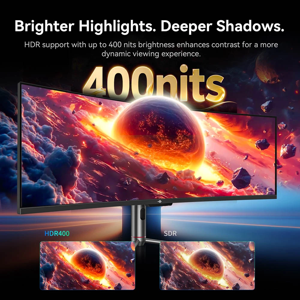 TITAN ARMY C49C1S Gaming Monitor, 49 Inch 1800R Curved Fast VA Screen, 5120×1440 Dual QHD, 240Hz Refresh Rate, 1ms MPRT, HDR400, KVM, PIP/PBP, Game+, FreeSync & G-Sync Compatible, 1*HDMI 2.1, 2*DP 1.4, 1*Type-C, 1*Audio, 75×75mm VESA
