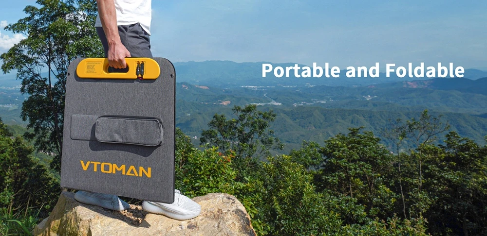 VTOMAN VS110 110W Foldable Solar Panel, 23% High-Efficiency Monocrystalline Cells, IP67 Waterproof ETFE Surface, Adjustable Kickstand, MC4 Connector for Portable Power Stations