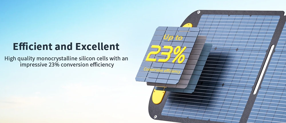 VTOMAN VS110 110W Foldable Solar Panel, 23% High-Efficiency Monocrystalline Cells, IP67 Waterproof ETFE Surface, Adjustable Kickstand, MC4 Connector for Portable Power Stations